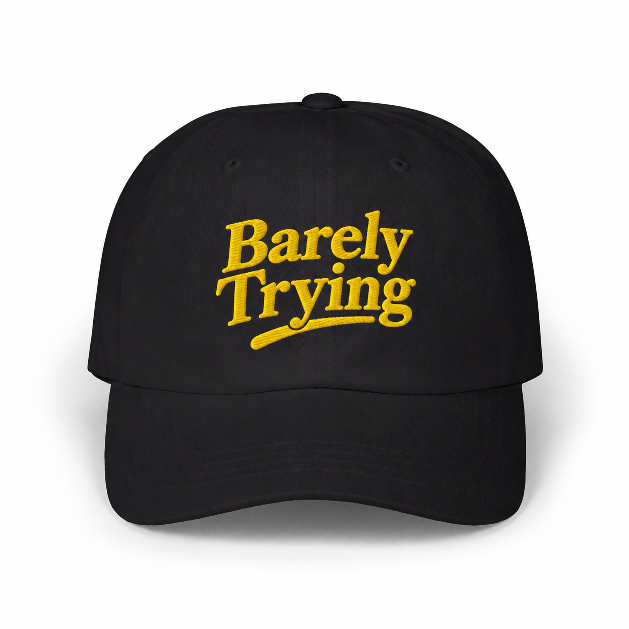 Barely Trying Black Classic Dad Cap