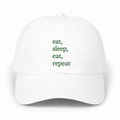 Eat, Sleep, Eat, Repeat White Classic Dad Cap