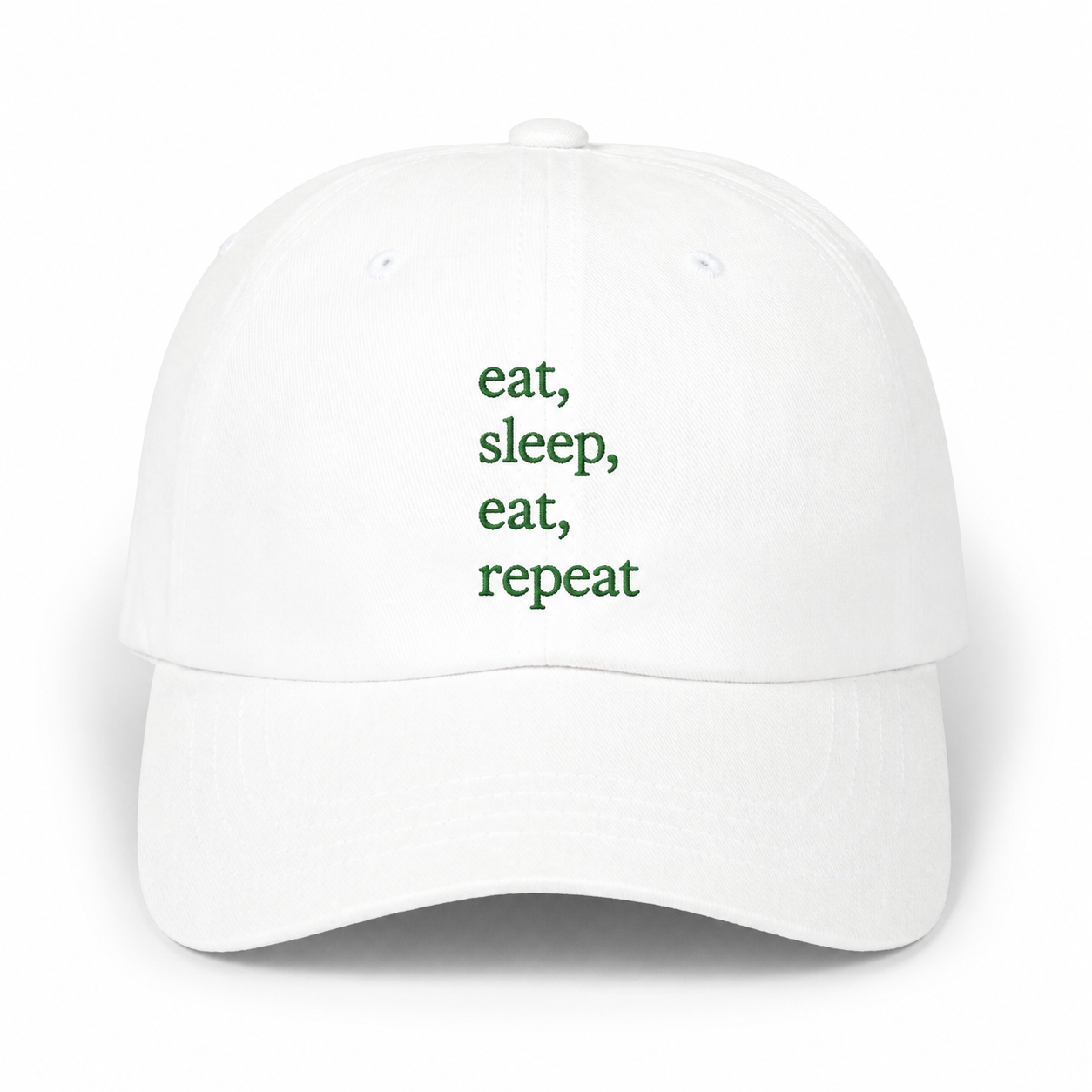 Eat, Sleep, Eat, Repeat White Classic Dad Cap
