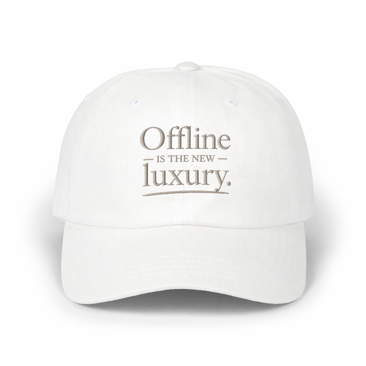 Offline is the New Luxury White Classic Dad Cap